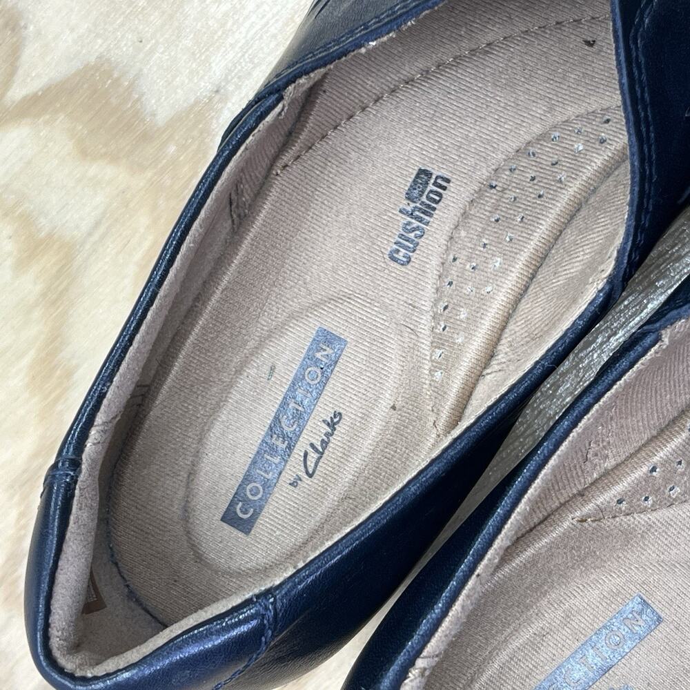 Clarks Shoes Womens Everlay Dairyn Slip On Loafers Size 7M Blue Leather Wedge - Picture 4 of 12